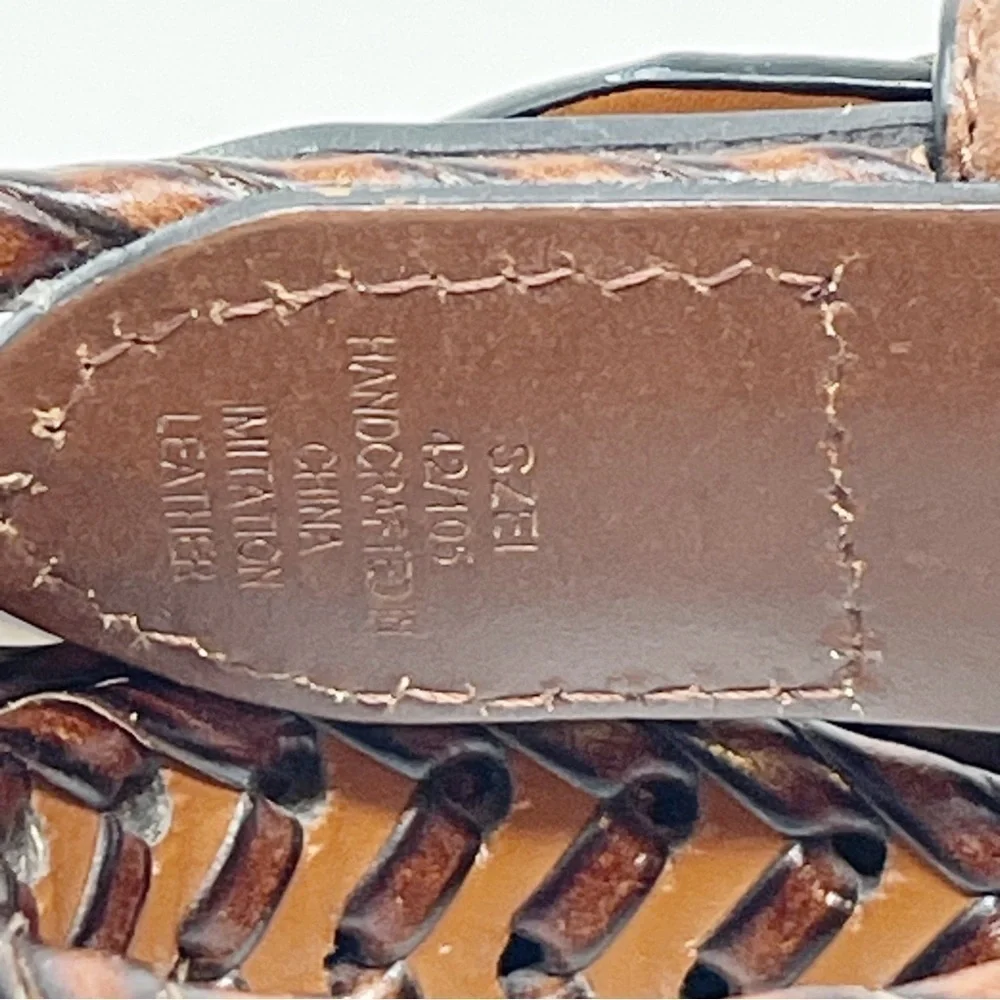 TOMMY HILFIGER Men’s Fully Adjustable Braided Belt Brown Woven Vegan Leather 42